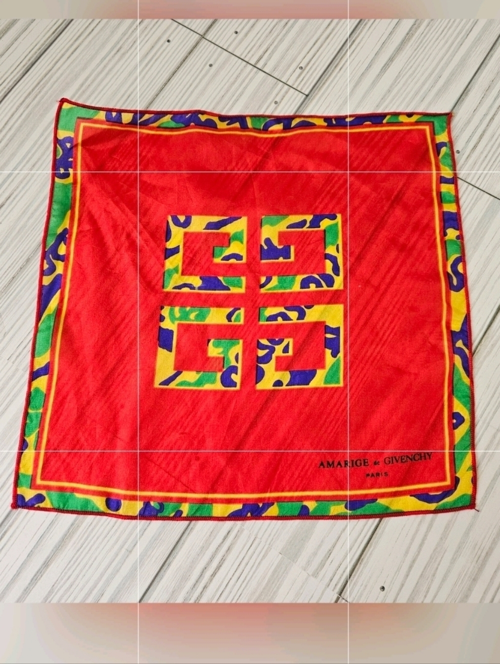 Givenchy Amarige Silk Scarf Red Yellow Made in France